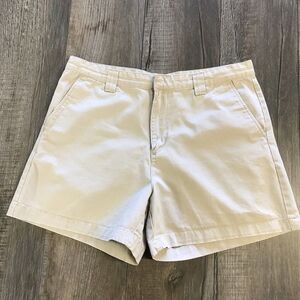 Calvin Klein Jeans Womens Shorts Khaki Beige Chino Flat Front Slash Pocket Sz 14